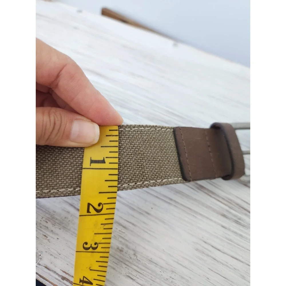Lucky Brand Men's canvas belt Olive and Brown‎ Leather Size 42